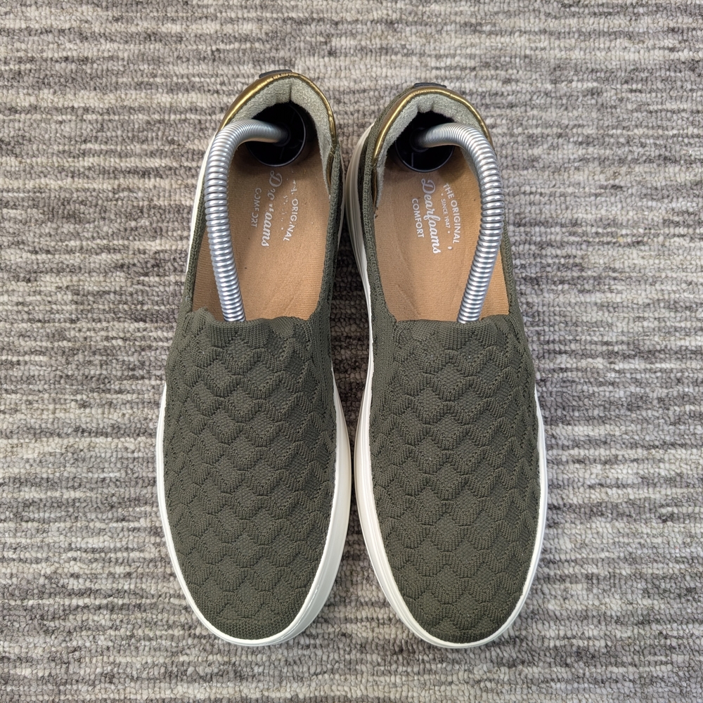 Women's Dearfoams Olive Green Slip-On Sneakers - Size 8 Women - Picture 6 of 7